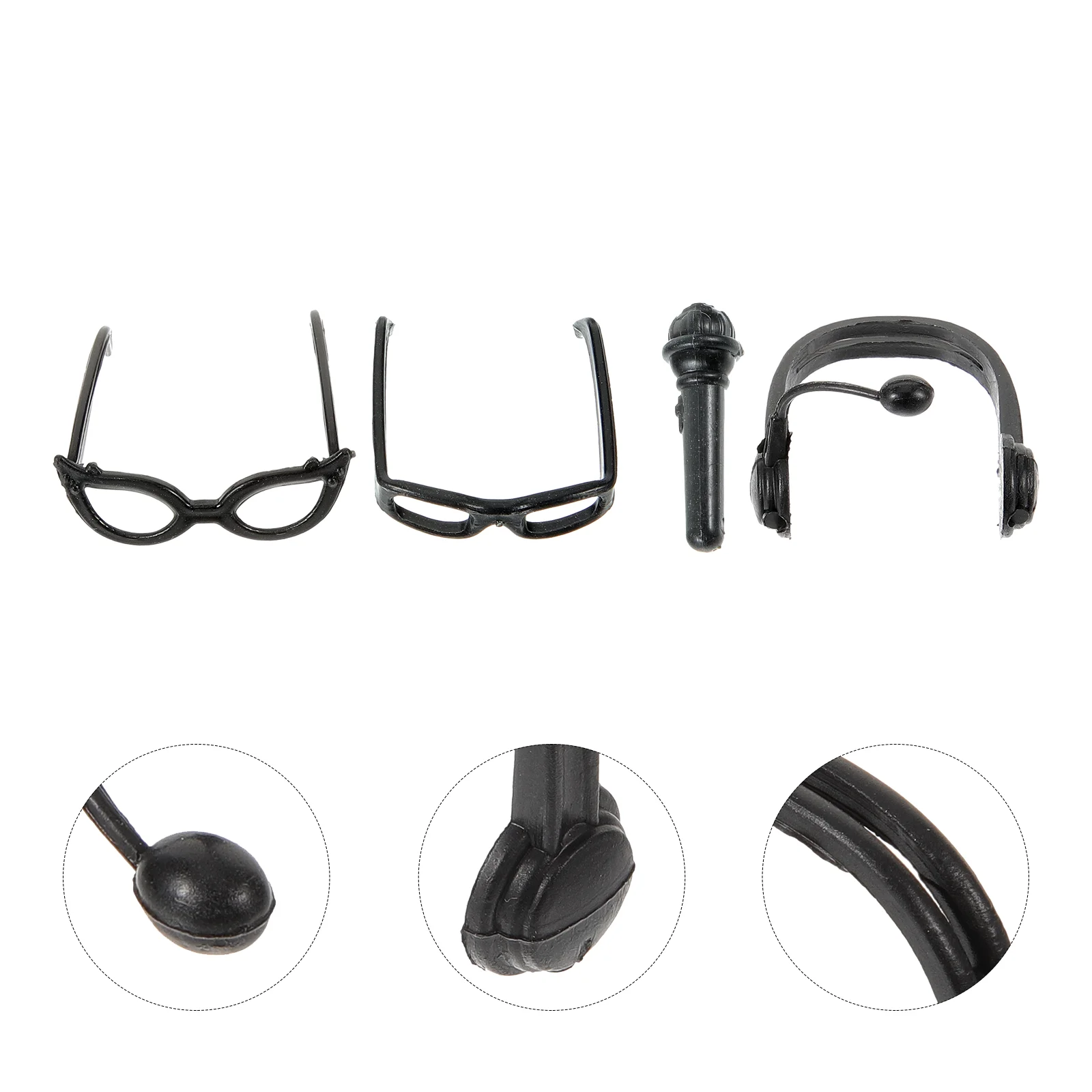 

1 Set of Mini Headset Plastic Earphone Props Decorative Headset Glasses