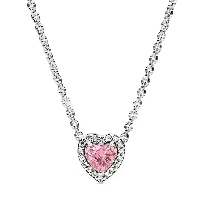 Pendant necklace colorful heart shaped pendants necklace 925 sterling silver elevated heart necklace lover's holiday fine jewelry gift