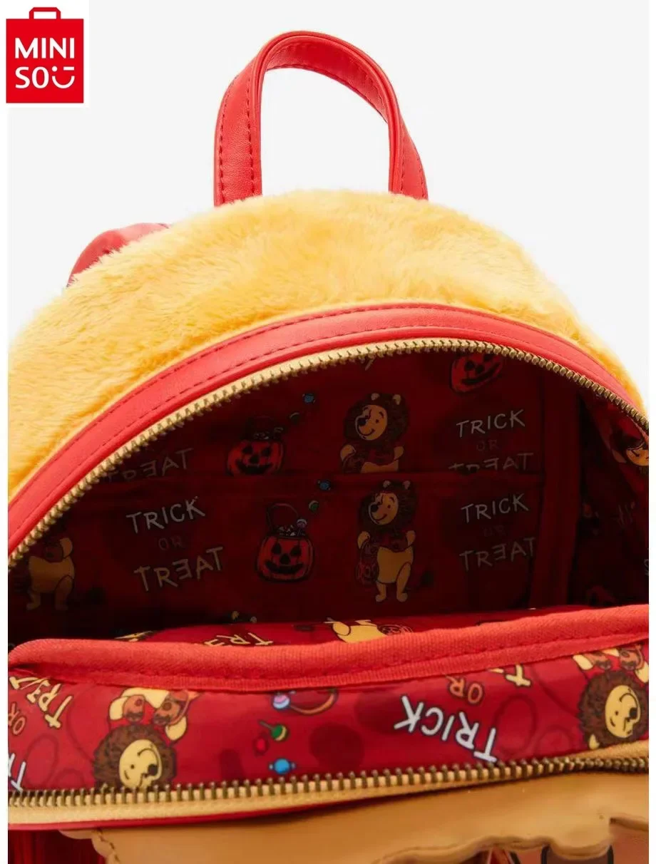 MINISO Disney Winnie Bear Crossdressing Plush Cute Student Backpack High Quality Large Capacity Storage Fashion Backpack