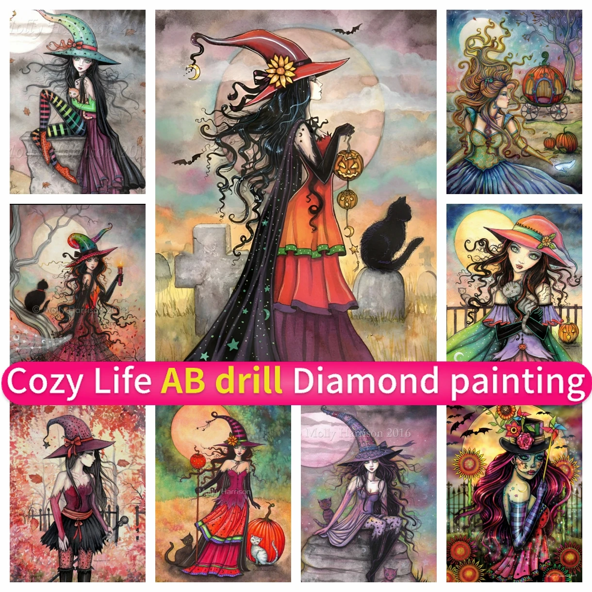 

Witch Gothic Girl Fantasy AB Diamond Painting Mosaic Art 5D DIY Handmade Full Drill Round Square Embroidery Rhinestones New 2024