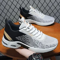 Men's Shoes Spring Autumn Fashion Lace-up Soft-soled Sports Single Shoes Flying Woven Casual Style Men's Running Shoes Sneakers 2