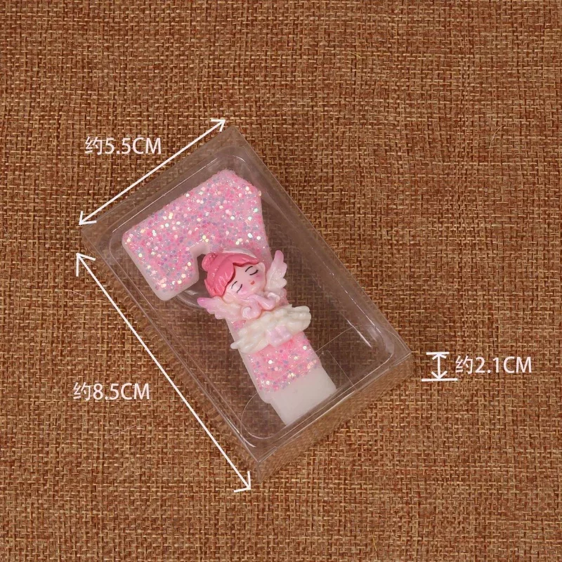 3D Number Candles for Cake Toper Decor, Pink Fairy Glitter, Digital Candles, Happy Birthday Party, Wedding Cake Decoration Acces