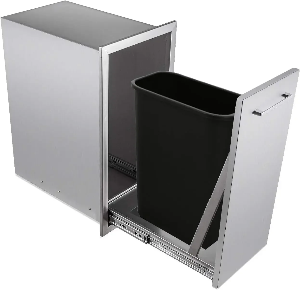 Pull-Out Trash Drawer Stainless Steel Outdoor Kitchen Trash Drawer Storage for One 10 Gallon Commercial Wastebasket 6