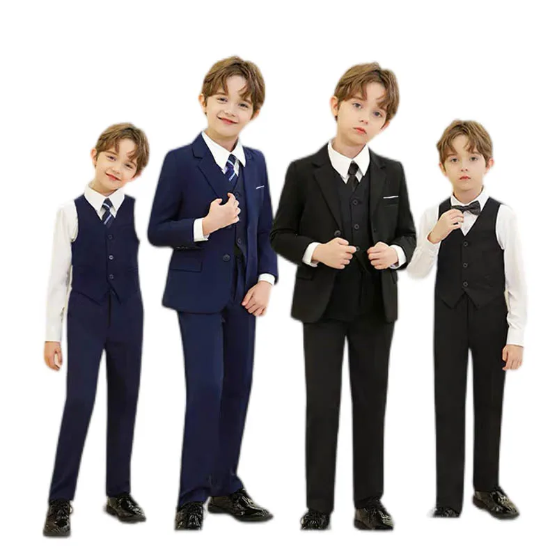Children Slim Suit For Wedding Party Teenager Boys Host Piano Ceremony Tuxedo Dress Gentleman Kids Prom Show Photography Suit