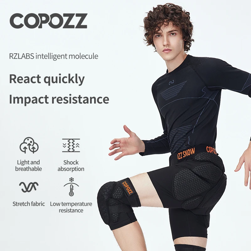 COPOZZ New Upgraded version Ski Knee Pads Hip Pads Outdoor Skating Protective Gear Adjustable Skiing Protector Hip Padded Shorts