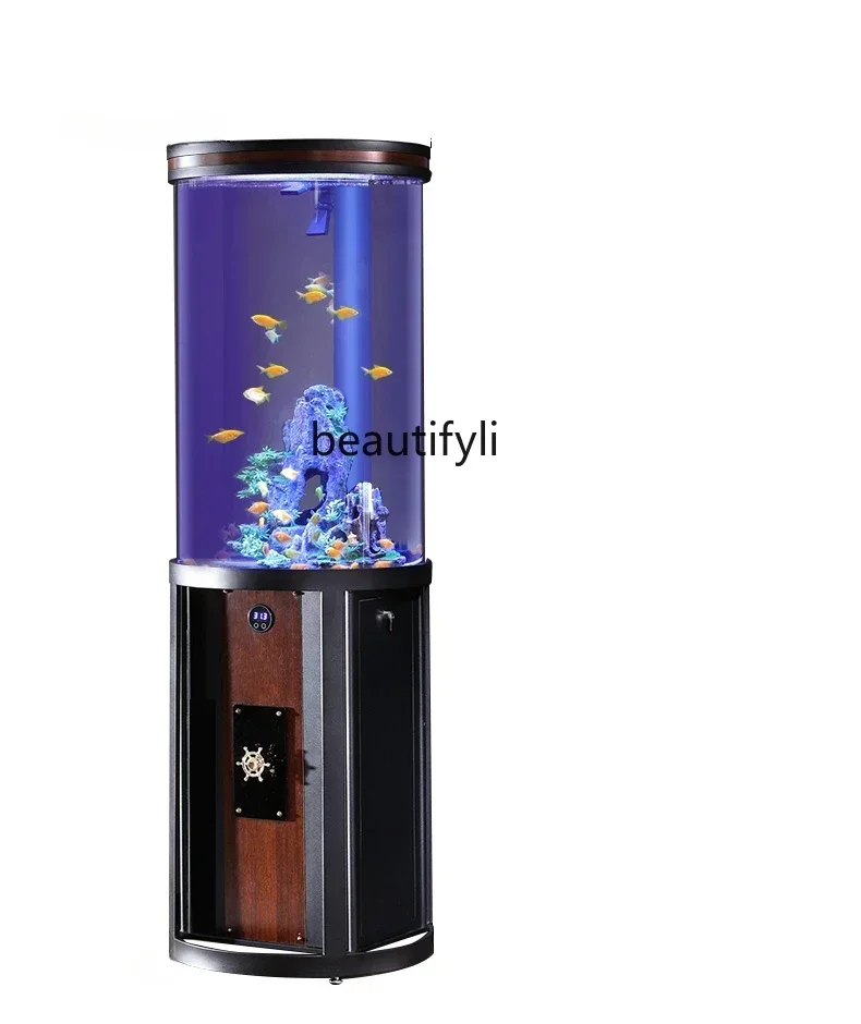 CylindricalFishTankLivingRoomSmallChangeWaterFishTankAcrylic