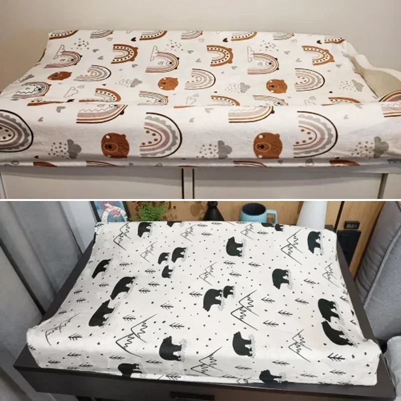 Diaper Changing Pad Diaper Changing Mat Soft Reusable Changing Pad Cover Printing Design Minky Material Baby Breathable Diaper Pad Sheets Cover
