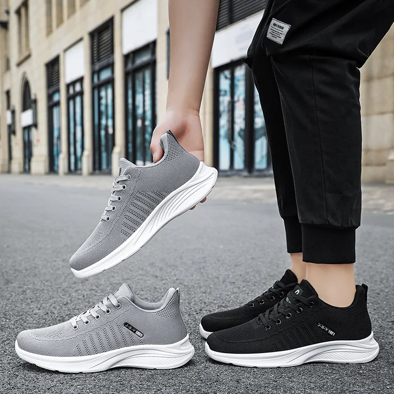 Men's shoes, spring new trend, wear-resistant lace up running shoes, lightweight, casual, walking, tennis, fitness 44