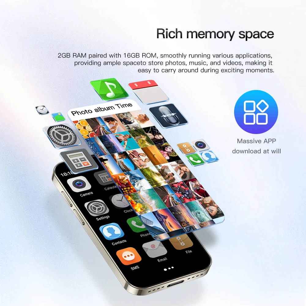 XUESEVEN Android 9 Mini Smart Phone 3.0 Inch Screen 2GB RAM 16GB ROM 2 SIM Standby Play Store Face Unlock 3G Little Smartphones 4