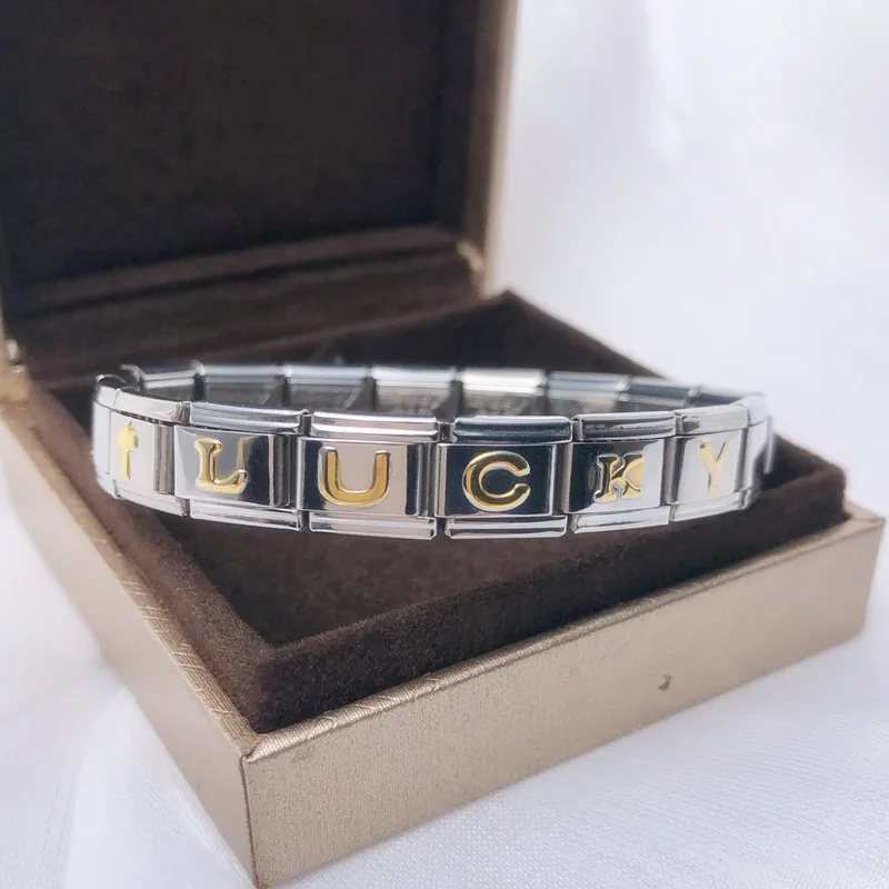 Quiges Charm-Anhänger 9mm Edelstahl - Italienischer Stil Buchstaben