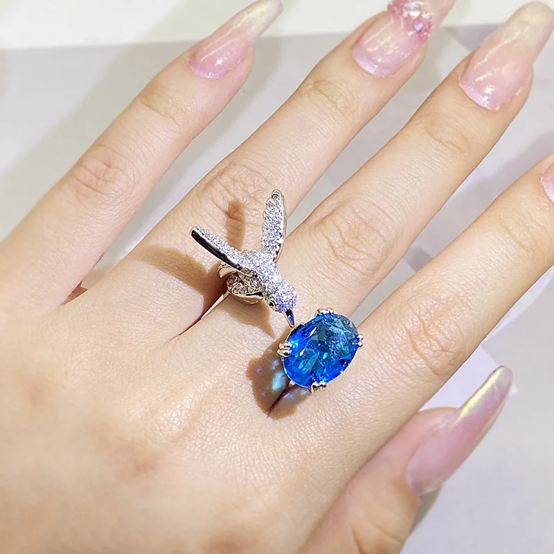 Set Di Anelli Con Libellula In Argento 925 E Zirconi Verde Oliva AAA – Gioiello Elegante Per Donna, Regalo Impilabile