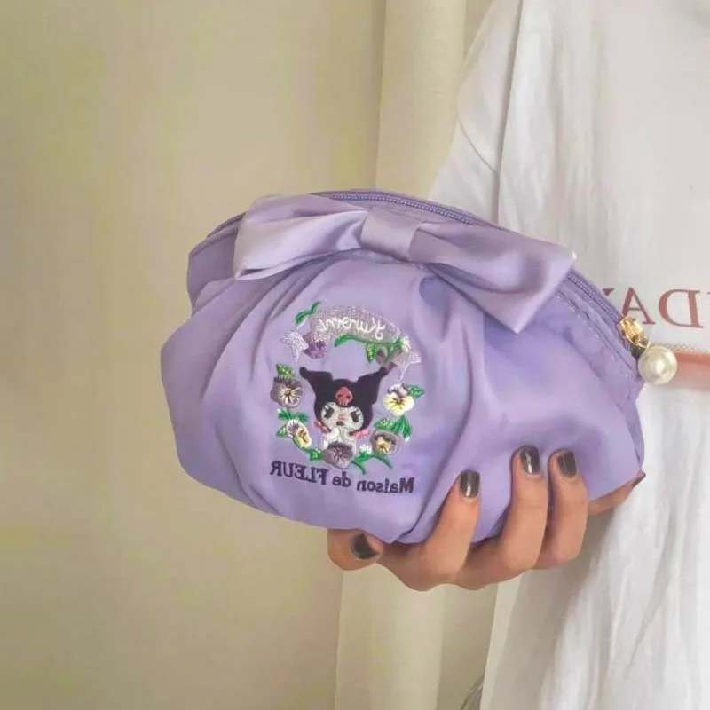 

Sanrio сумка для хранения Новинка Kawaii с большой емкостью мультфильм Kuromi бант сумка вышивка процесс многофункциональная сумка для хранения