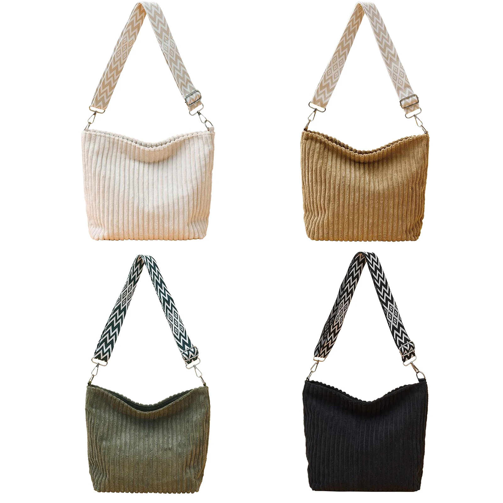 Corduroy Handbag Large Underarm Bag with Adjustable Strap Crossbody Bags for Women Commute Outings