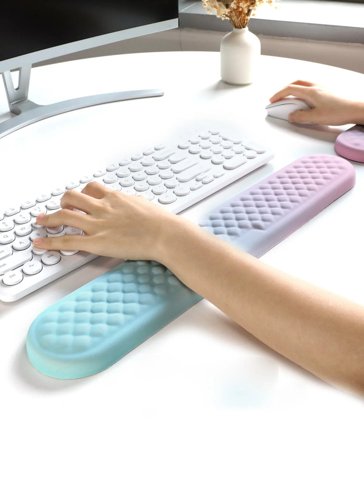 Keyboard Wrist Rest Pad Set Soft Memory Foam Mouse Pad Wrist Support Cushion Pain Relief Ergonomic Computer Mousepad
