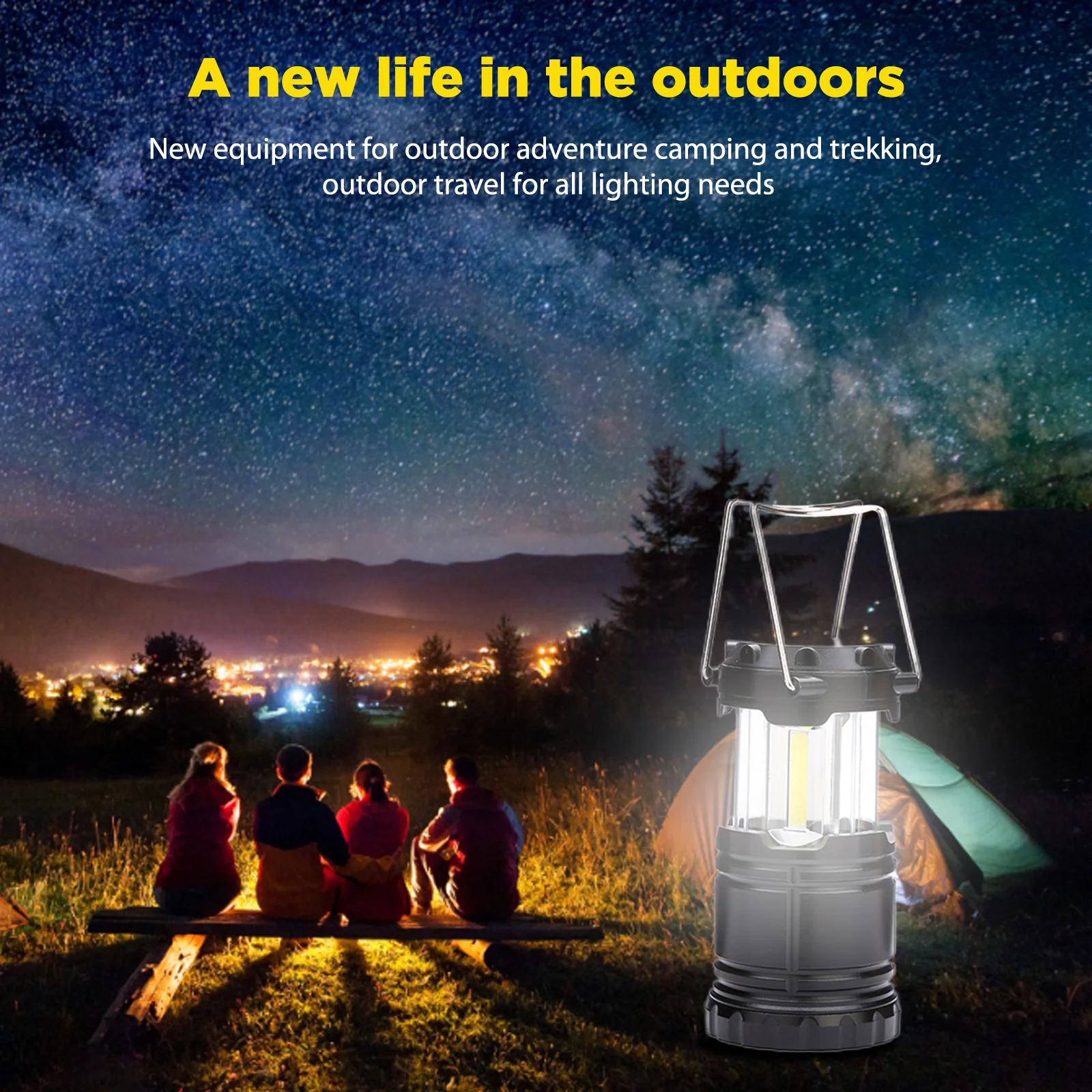 Collapsible Cob Lanterns, Led Flashlight Hanging