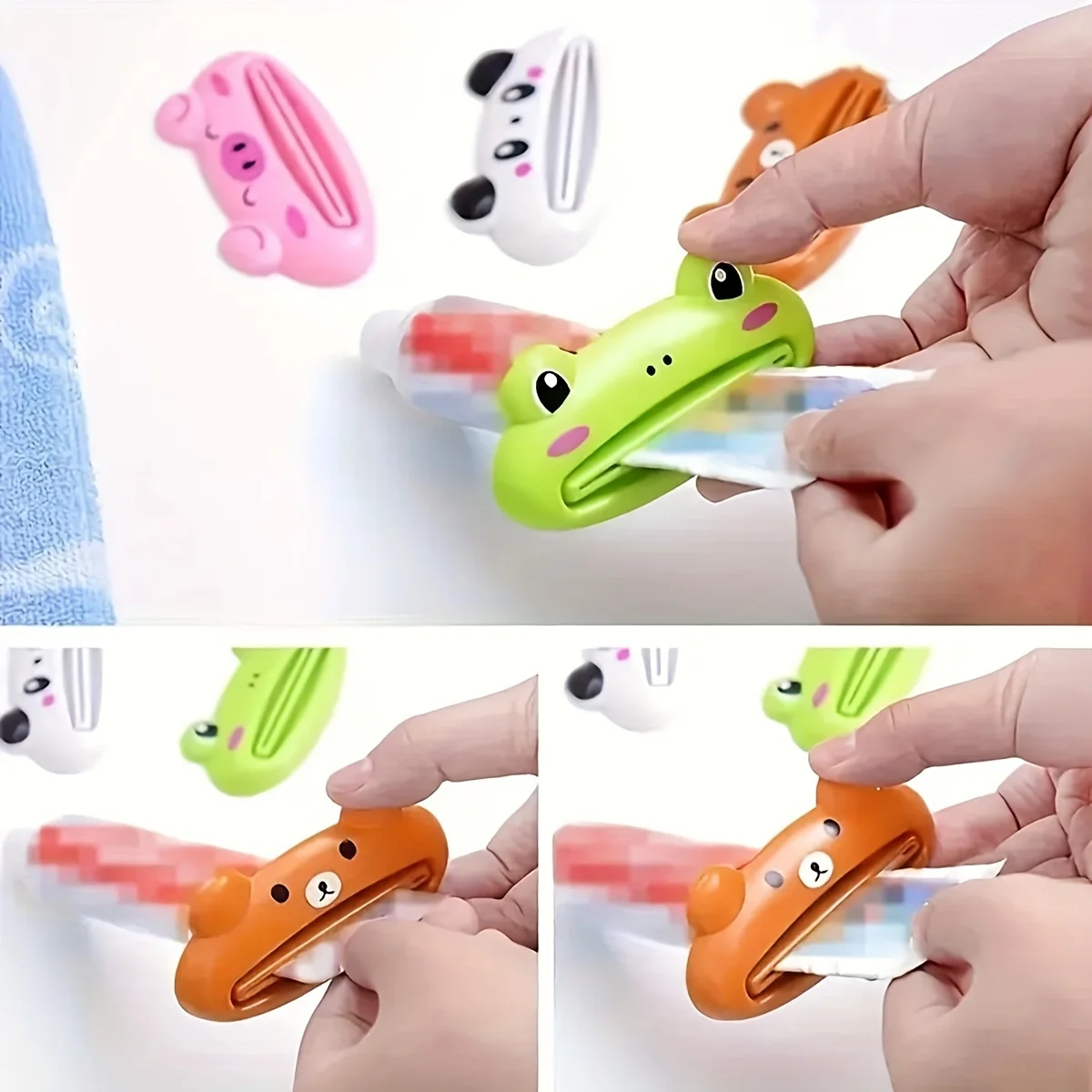 Cute Cartoon Rolling Toothpaste Squeezer Dispenser Facial Cleanser Clips Toothpaste Holder Tube Saver Bathroom Accessories