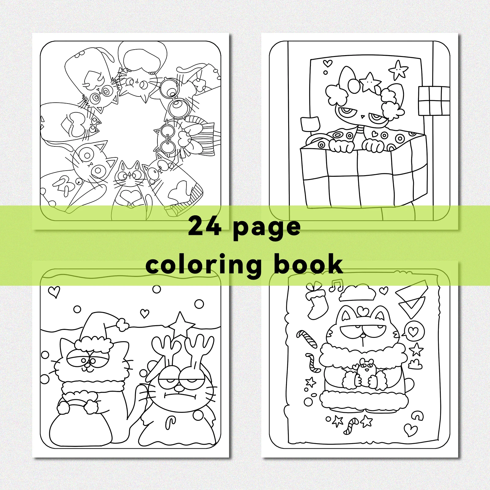 1 pc Cartoon Cat Coloring Book 24 Pages illustration Cute Relax Self-painting Art Colouring Book For Adults And Teens 6