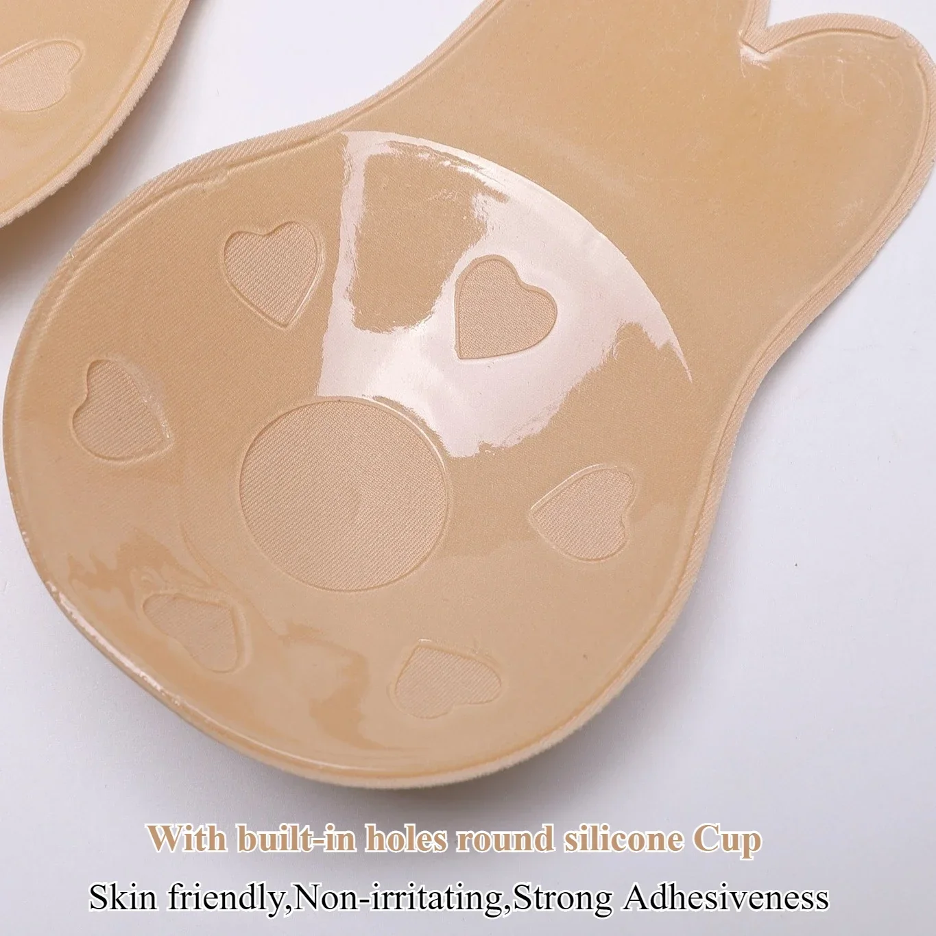 1Pair Self Adhesive Silicone Strapless Invisible Bra Reusable Sticky Breast Lift Tape Rabbit Nipple Cover Sticky Bra