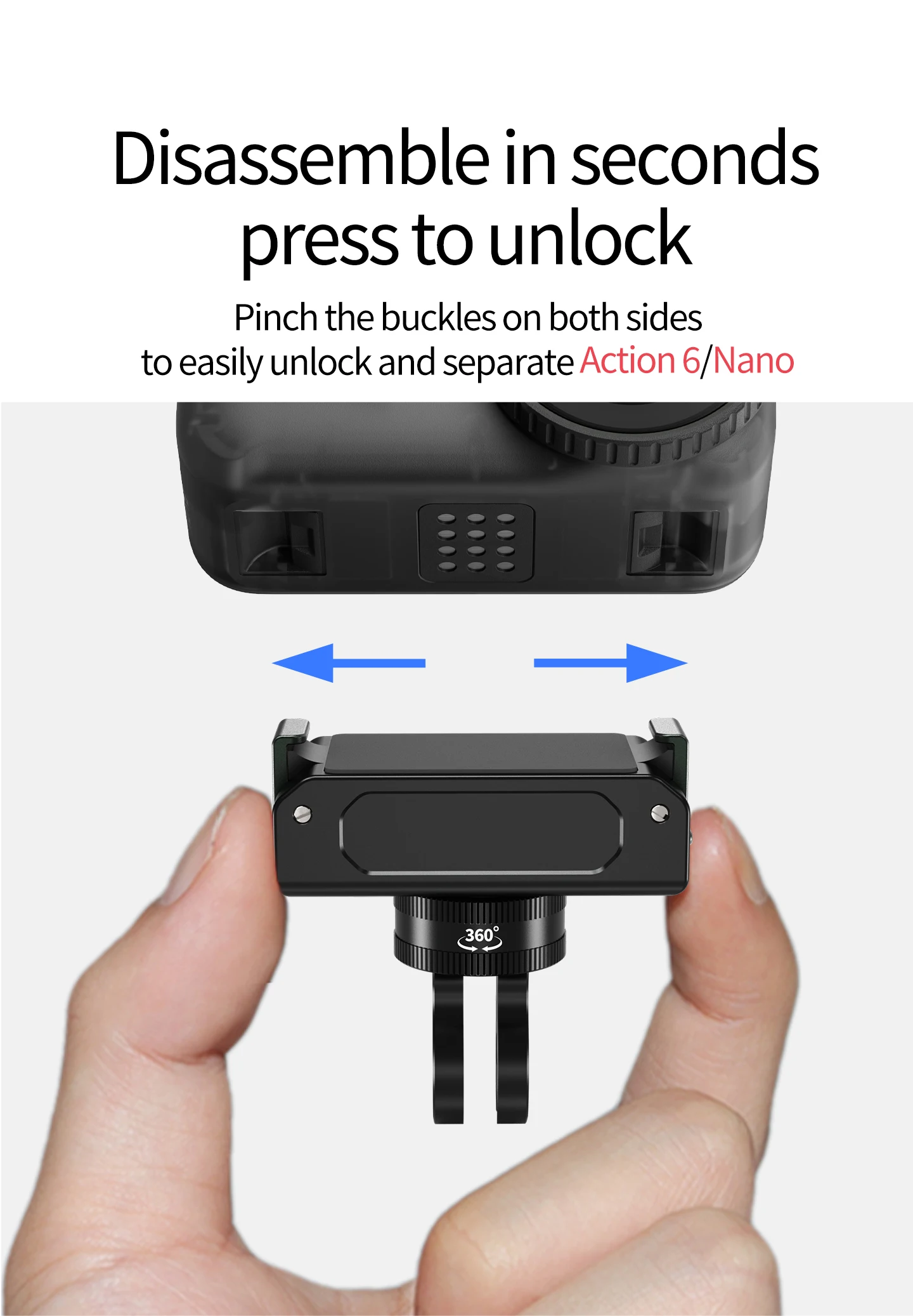 1/4 Schraube Magnetische Basismontage Dual-Claw Quick Release Adapter für DJI Action 6 / Osmo Nano Stativ Kamera Grundplattenerweiterung – Detail 27