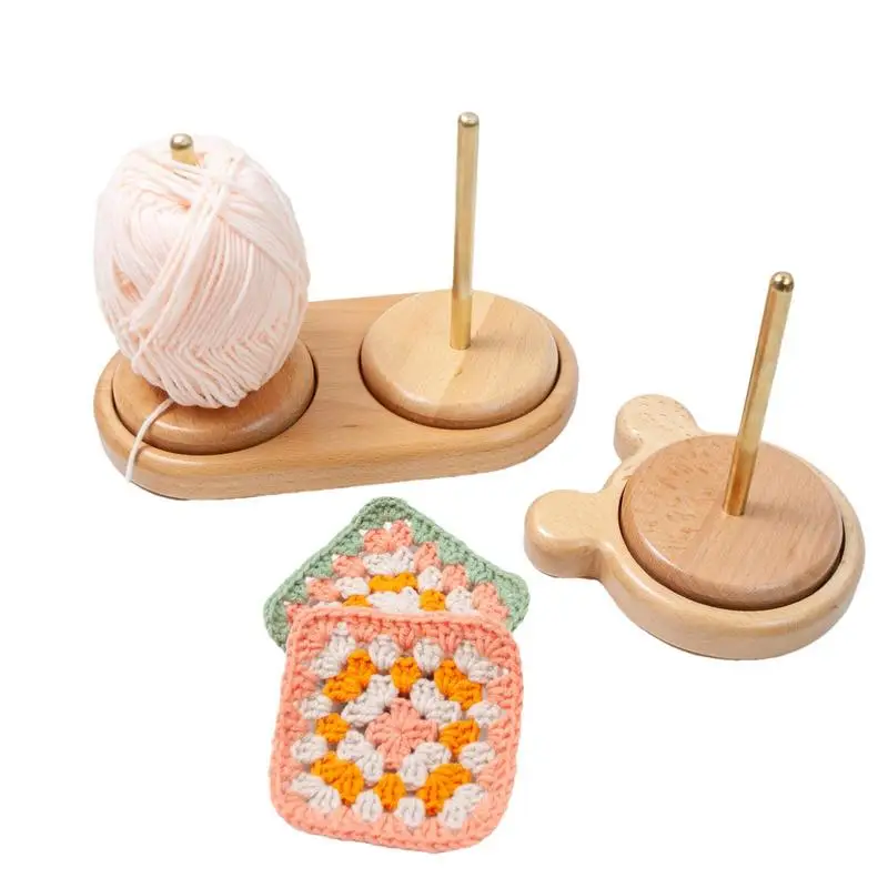 Knitting Yarn Holder Wooden Yarn Roller Crochet Tools Knitting Yarn Winder Rotation Axis for Smooth Weaving Crocheting Supplies