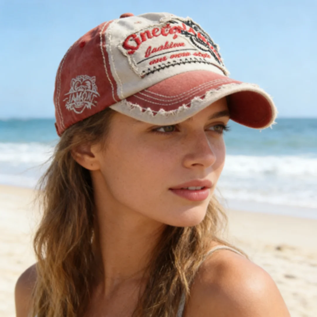 Verstellbare Baseballkappe aus gewaschener Baumwolle mit Haifisch-Stickerei für Herren, Distressed-Sonnenhut für Outdoor, Angeln und Reisen – Detail 25