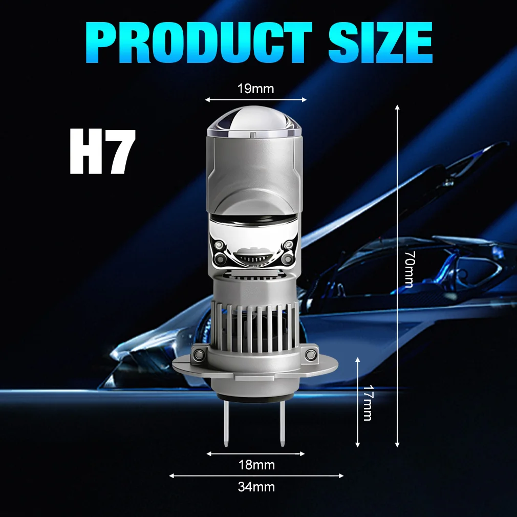 2PCS H7 LED Projector Lens Headligh Canbus 80W 20000LM High-Power CSP Chip Turbo Led H7 Turbo High Power Auto Lamp Fog Light 12V