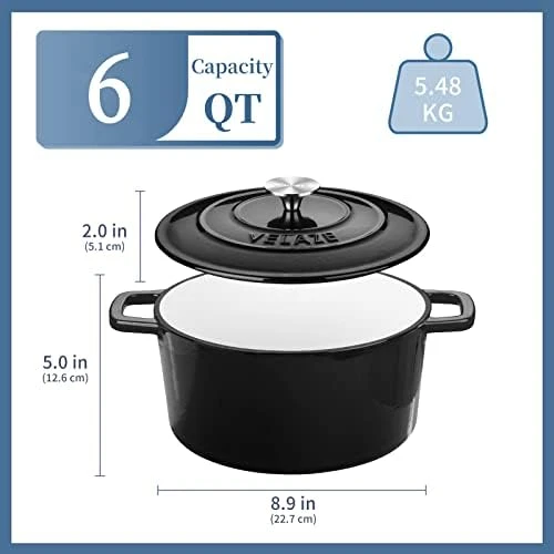 Cast Iron Dutch Oven,6 qt Dutch Oven Pot with Lid, Round Dutch Oven Cast  Iron Pot with Non Stick Enamel Coating for Bread Baking - AliExpress