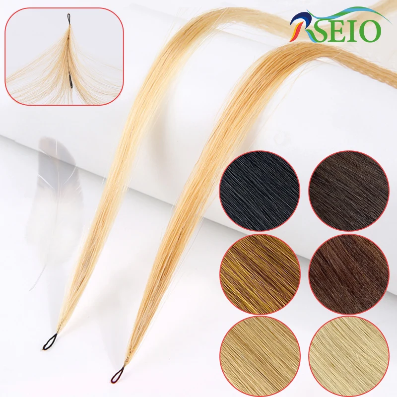 RSEIO Second Feather hair extensions  Natural Real Human Hair Microring Hair Extensions Brown Blonde Color 0.8g/Strand Straight