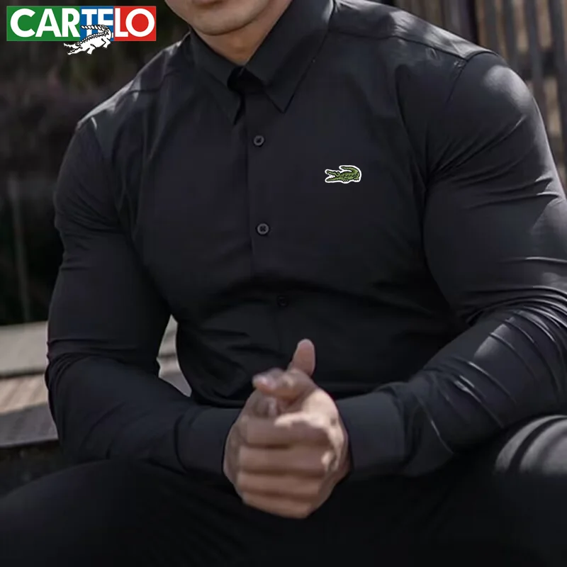 CARTELO Men's Long-sleeved Shirt Spring and Autumn Fashion Embroidery  Lapel Bottoming Shirt Loose Casual High-end New Men's Top cartelo brand high quality fashion men s button shirt spring and summer new style casual personality designer long sleeve tops