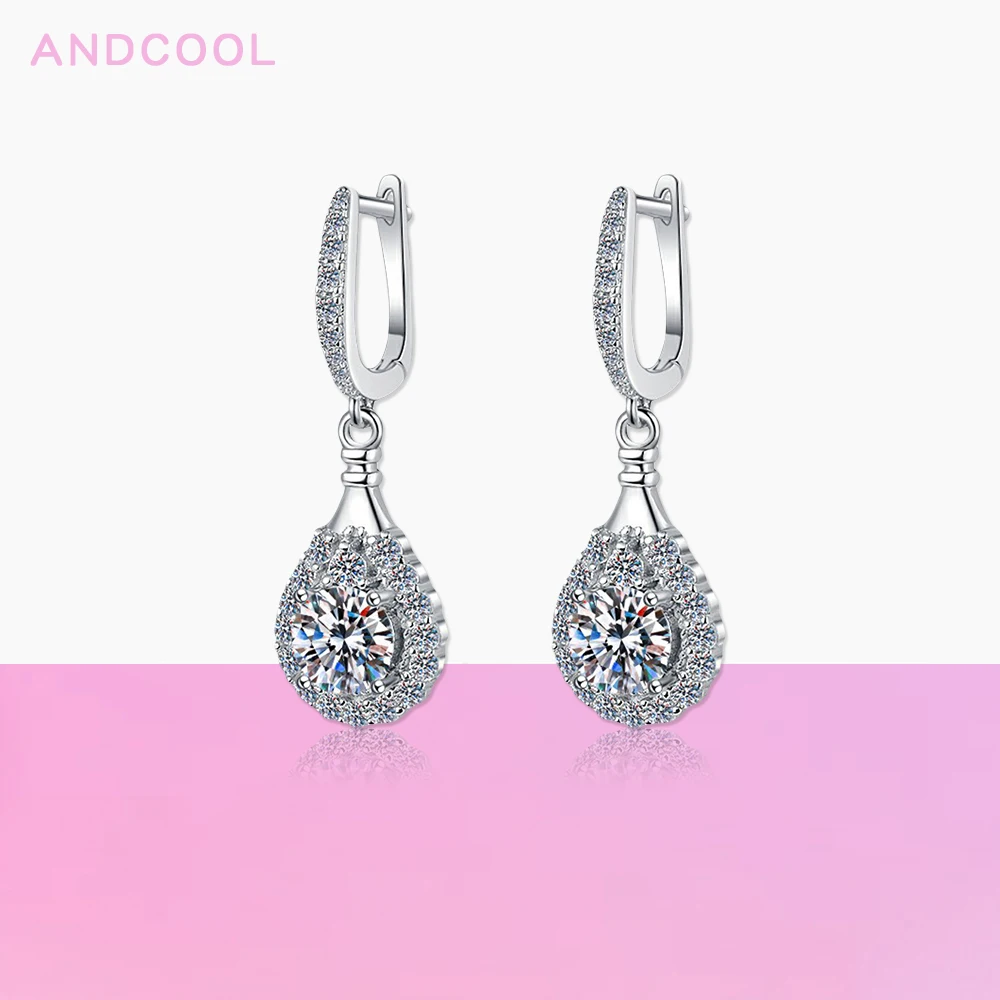 

Andcool Moissanite Earrings For Women 925 Silver Classic Drop Shaped Moissanite Pendant Earrings Girls Wedding Party Jewelry