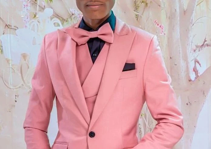 Pink Men Suits 3 Piece Slim Fit One Button Blazer Prom Party Suit Peaked Lapel Jacket Groom Wear Tuxedos  (Coat+Vest+Pant)