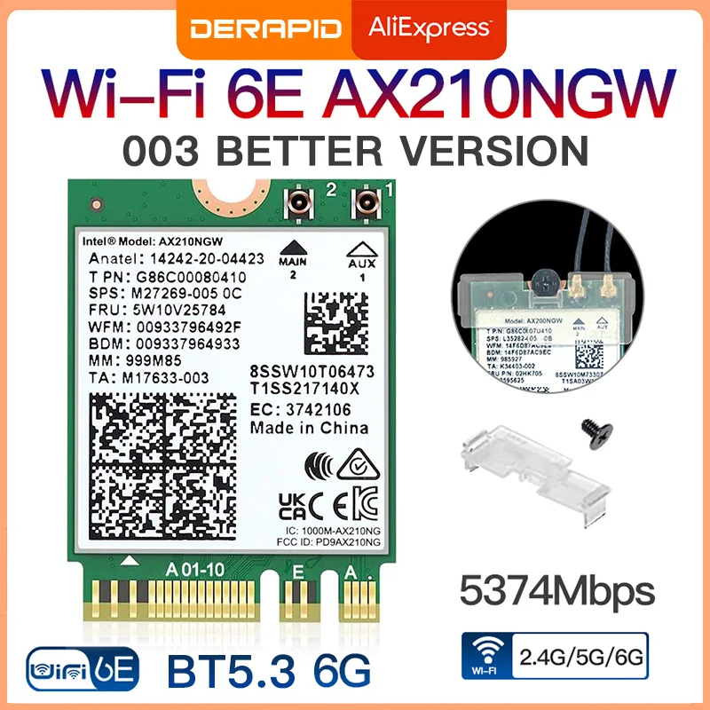 WiFi 6 Laptop Upgrade Card Dual Band AX200NGW 2.4Gbps 802.11ax Wireless AX200 WiFi Card Support Bluetooth 5.0 No vPro 