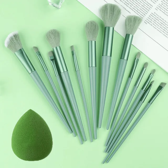 41338-5dd0c3.jpg Makeup Brushes Set 13Pcs Kit Cosmetic Foundation Eyeshadow Brush Professional Powder Concealers Blush Beauty Tools Makeup Sponge