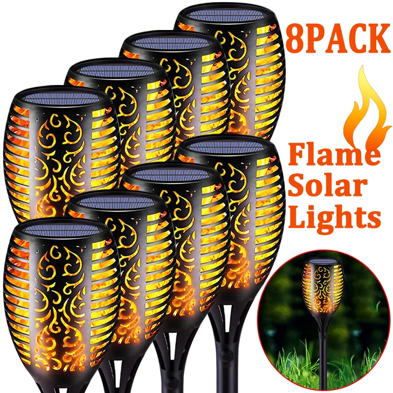 Outdoor LED Solar Flame Lights Waterproof Flickering Torch Lights Garden Lawn Decor Lamp For Landscape Patio Driveway Pathway