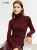 AMII Minimalism Sweater for Women 2023 Winter New Simple Slim Fit High Elastic Turtleneck Warm Solid Pullovers Female 12323075 1