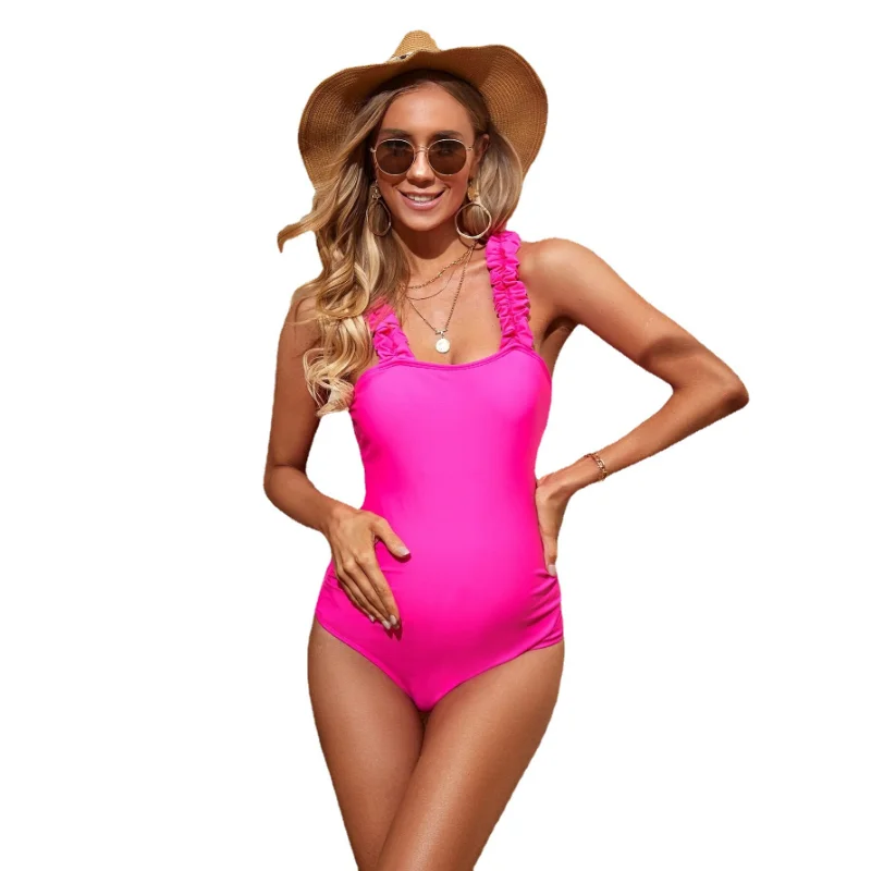 Maternity Swimwear Pregnancy Women One Piece Swimsuit Premama Backless Bodysuit Solid Bathing Suit Plus Size Pregnant Monokinis