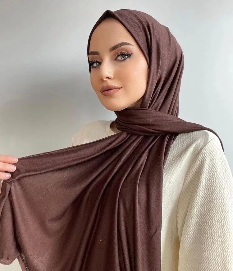 Ramadan Jersey Hijab Scarf For Muslim Women Shawl Stretchy Easy Hijabs Modal Cotton Hijab