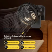 Ventilateur portable rechargeable à clip, rotatif, à suspendre, avec lumière nocturne, refroidisseur d'air pour le camping en extérieur 4