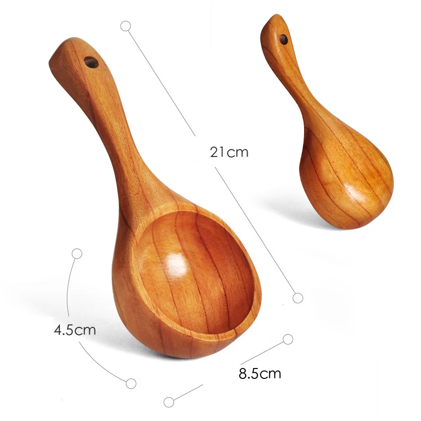 Creative Wooden Soup Spoon Large Capacity Anti-scalding Cooking Spoon Natural Wood Household Restaurant Noodle Ramen Soup