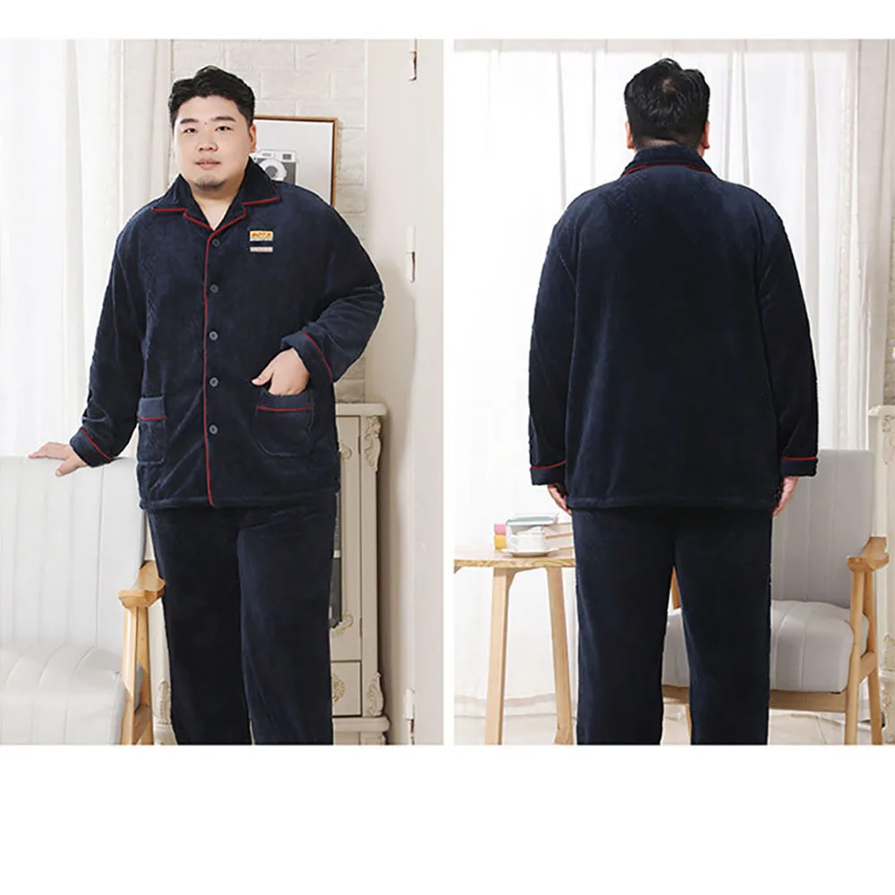 Luxury 3XL-5XL Big Size Widened Loose Pajama for Sleeping Sleepwear Men's Winter Island Velvet Pajamas Set Warm Elastic Pyjama