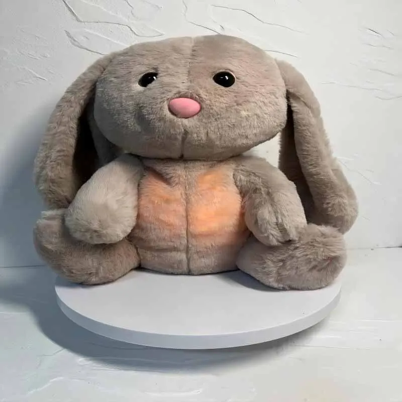 Cartoon Cute Soothing Newborn Baby Bunny Plush Toy With Light Lullaby Music White Noise Breathing Sound Plush Toy Baby Gifts
