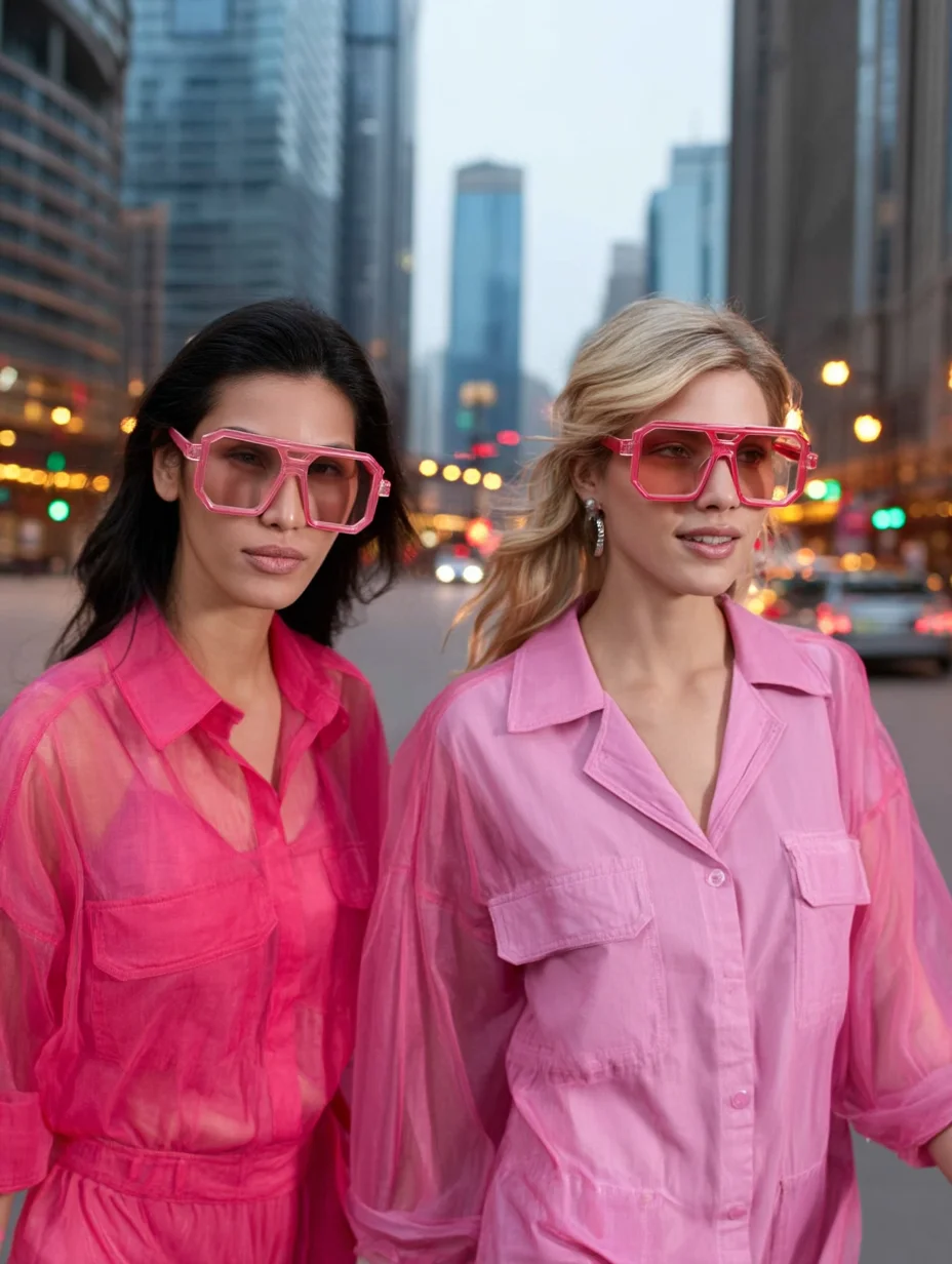 UV-Schutzbrillen, Ralpherty Damen-Sonnenbrille 2026, Rosafarbener Farbverlauf, Doppelrahmen-Herren-Sonnenbrille, Damen-Farbverlauf – Detail 4