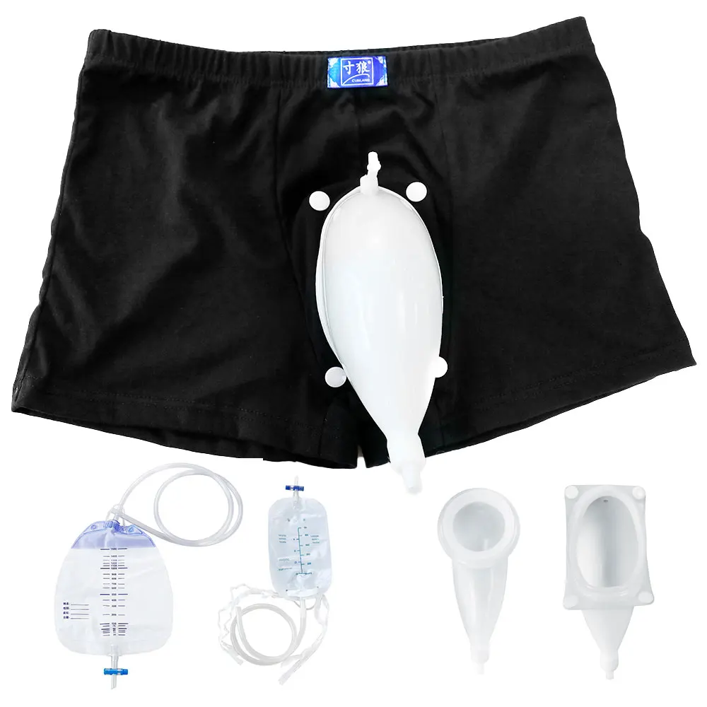 Urine Bag Reusable Male Urinal Drainage Bag Silicone Urine Funnel Pee Holder Collector With Catheter For Old Men Incontinence