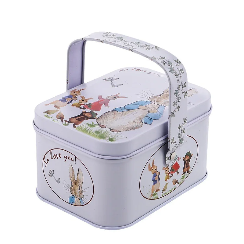 1Pc Vintage Small Suitcase Storage Tin With Lids Candy Cookie Box For Wedding Birthday Party Decorative Metal Gift Boxes