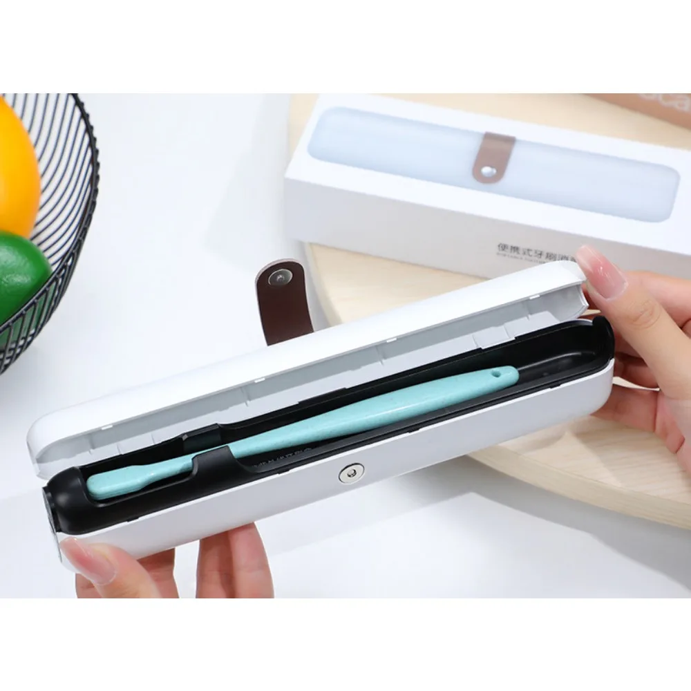 Toothbrush Sterilizer Portable Mini Personal UV Waterless Travel Size Chopstick Tableware Sterilization Box