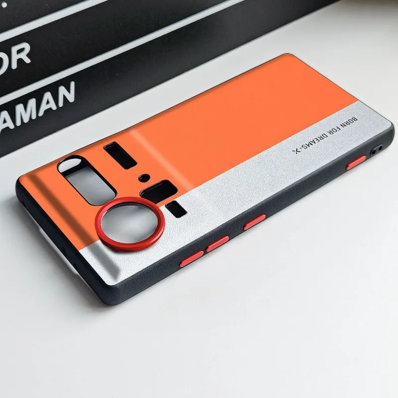 Luxury Two-Tone Leather Case with Shockproof Metal Buttons