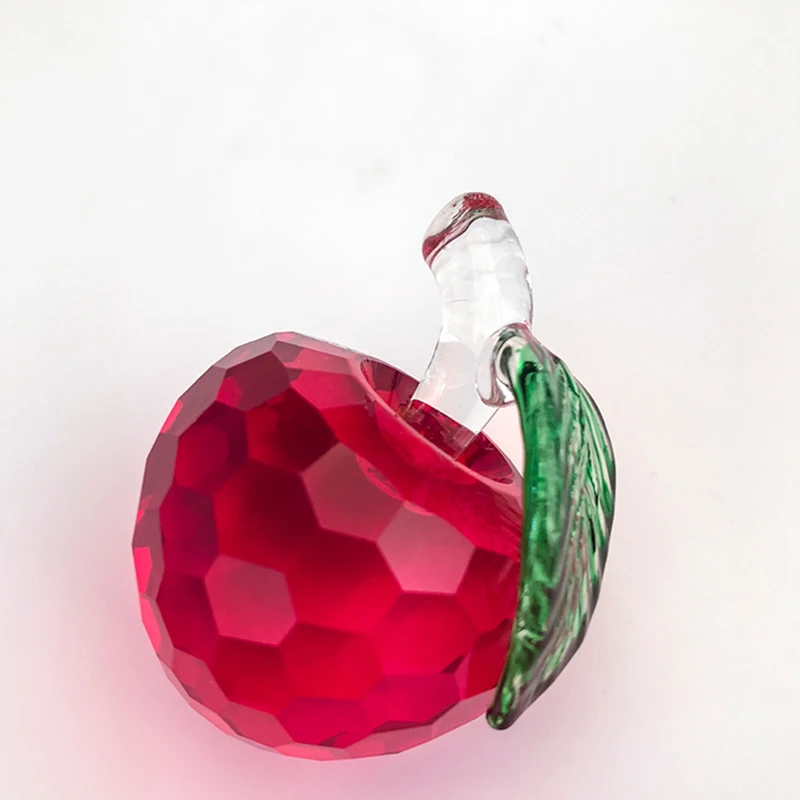 

60x70mm Apple Crystal Crafts Glass Paperweight Fengshui Ornaments Figurines Home Wedding Decor Gifts With Box Free Shipping