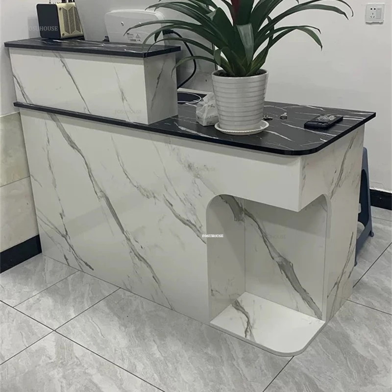 Nordic Beauty Salon Reception Counter Office Furniture Creative Company Corner Reception Desk Clothing Store Cashier Bar Counter