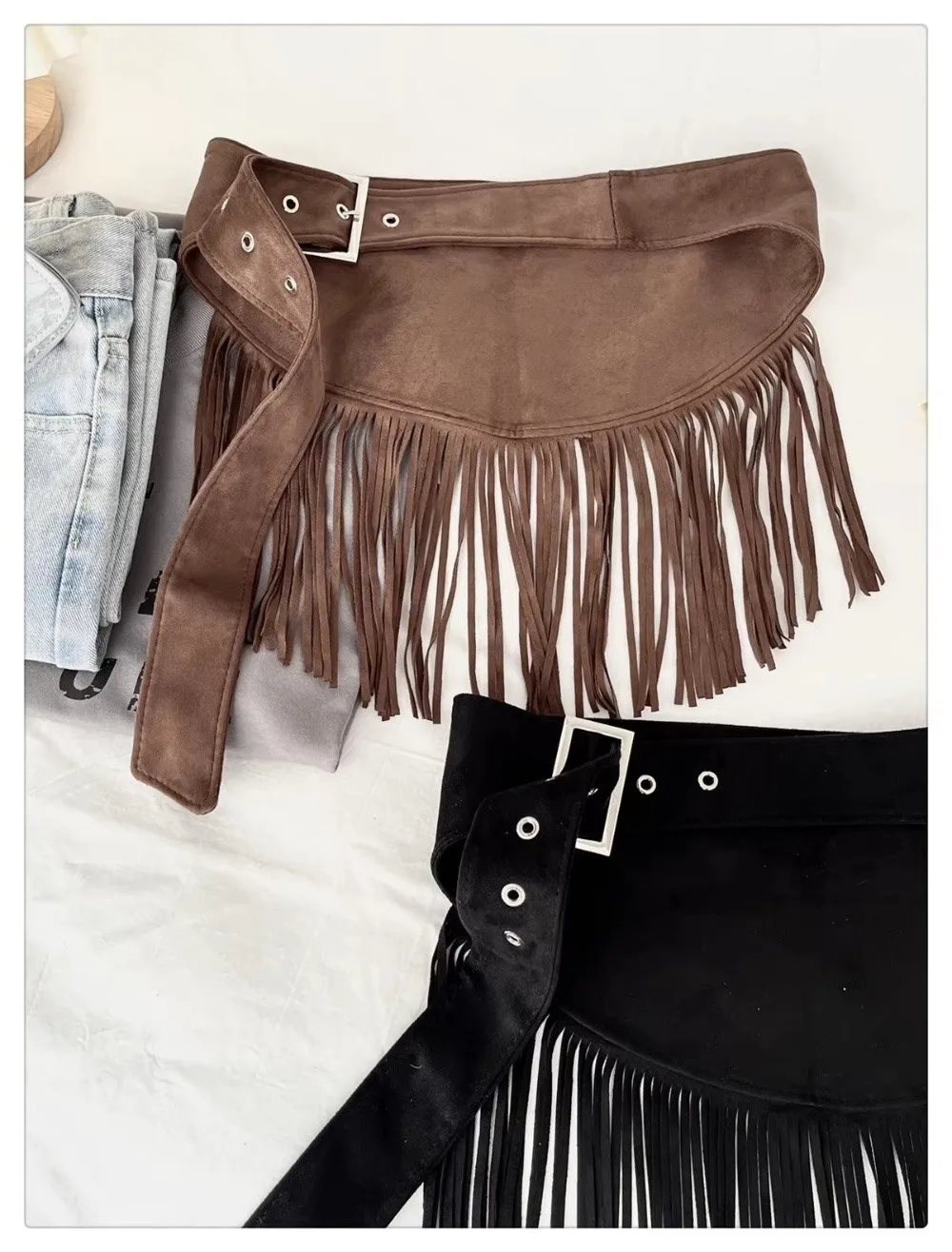 Luxus Vintage Quaste Taille Gürtel Dreieck Einfarbig Kleid Gürtel Cowboy Stil Taille Abdeckung für Frauen – Detail 12