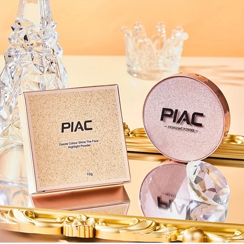 Brightening Glitter Highlighter Powder Pearlescent Shimmer Long-Lasting Waterproof Monochrome Face Makeup for High Conto